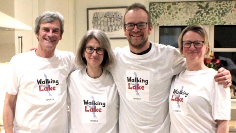 The four 'Walking the Lake' fundraising team members: Stephen Maund, Susan Maund, Charlie Pratt, Sarah Pratt.
